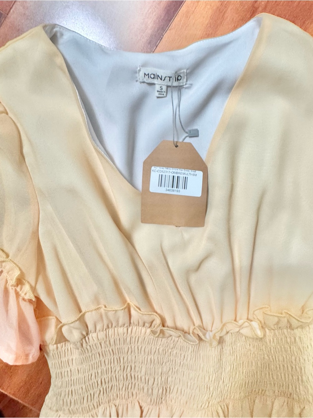 Main Strip Pastel Rainbow Ombre Ruffle Short Sleeve Maxi Dress - Picture 6 of 7